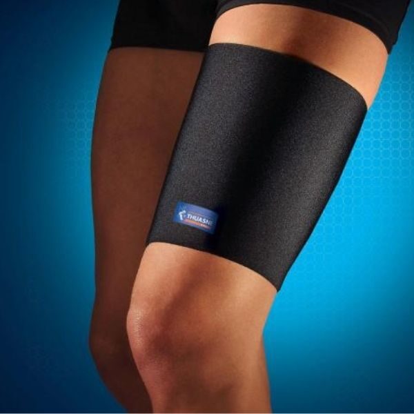 Neoprene thigh support for hamstring strains